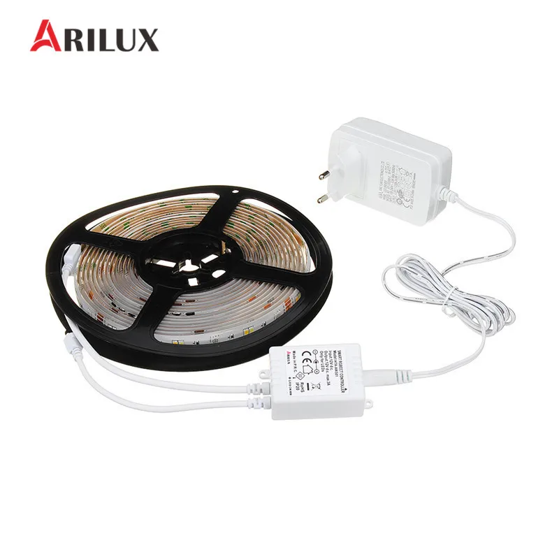

ARILUX 5M 360 LED Strip Light 24W SMD5050 2835 RGB CCT LED Strip Light Kit + WIFI APP Controller Work With Alexa EU Plug