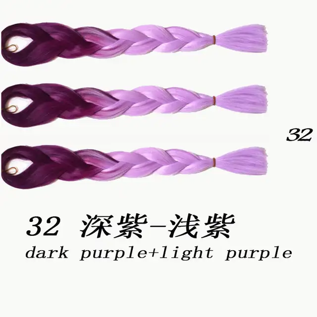 Marley Braid Hair Two Tone Dark Purple Light Purple Ombre 24 100g