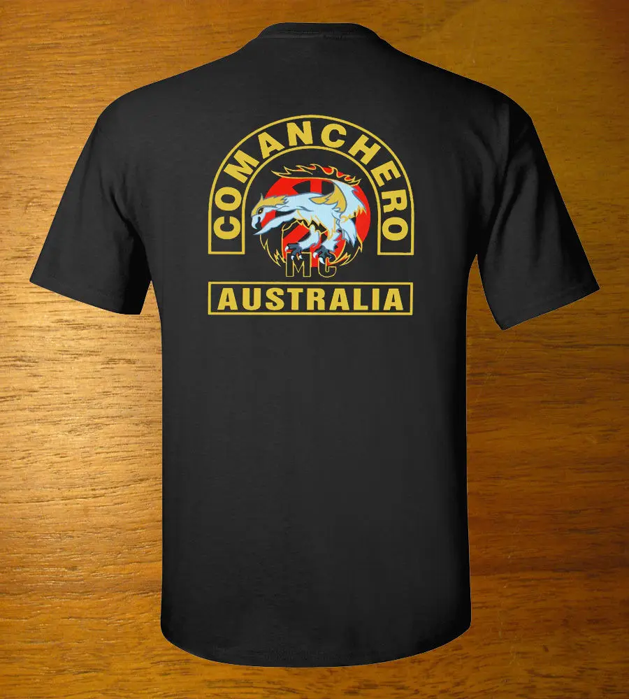

2019 Fashion Short Sleeve Black T Shirt Printed Round Men Tshirt Cheap Price New Comanchero Motorcycles Club Mc Logo Shirts