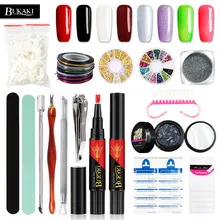 BUKAKI 31 шт./лот один шаг лак для ногтей Наборы для ногтей УФ гель гибридные Лаки 3 в 1 гель лак голографический Блестящий для ногтей Инструменты
