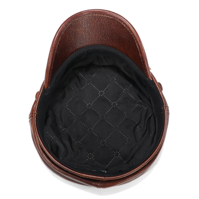  Luxury Brand Hat Women Men Military Caps Black Real Leather studentsr Hats Flat Female Adjustable A