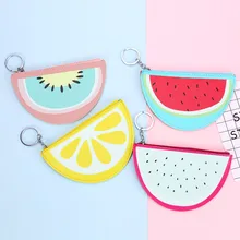 Сладкий стиль женщины кожаный кошелек Фрукты арбуз форма портмоне из искусственной кожи для девочек маленькая сумочка мультфильм ключ банк держатель для карт
