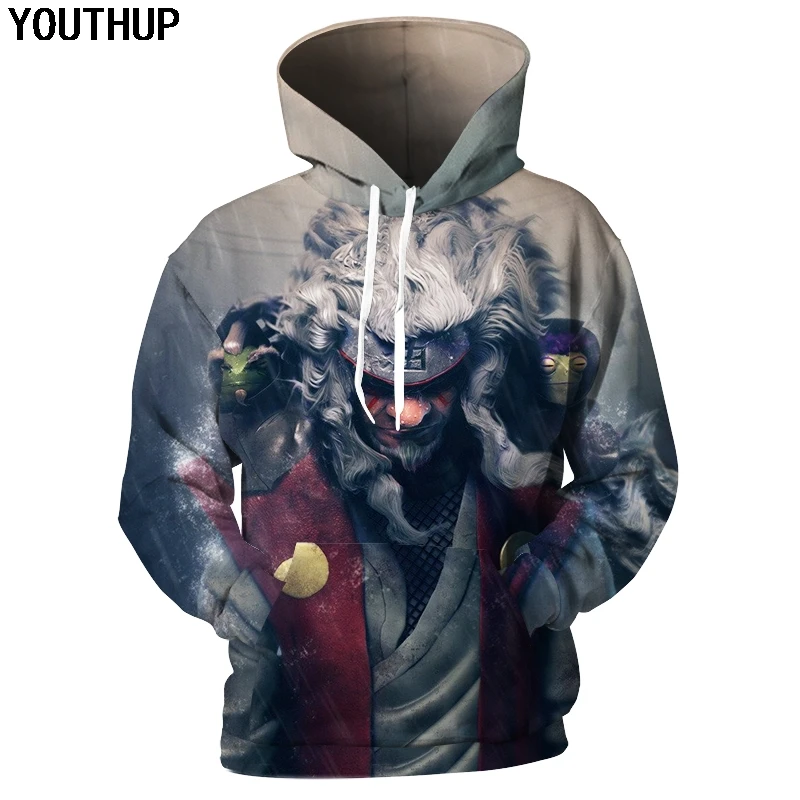 Мужские толстовки YOUTHUP 2020 с капюшоном 3D принтом персонажа Наруто Джирайя модные
