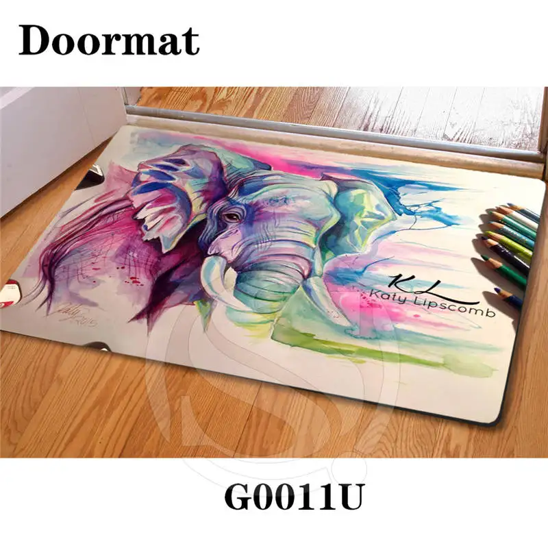 Бесплатная Доставка На Заказ Прекрасный слон DoorMat Art Шаблон Печатной Ковровое