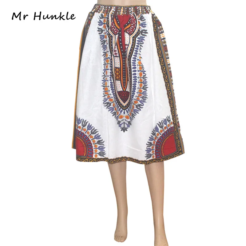 

Brand Mr Hunkle New Design Women's Dashiki Dress White Cotton African Print Dashiki Skirt Robe Africaine Femme African Clothing
