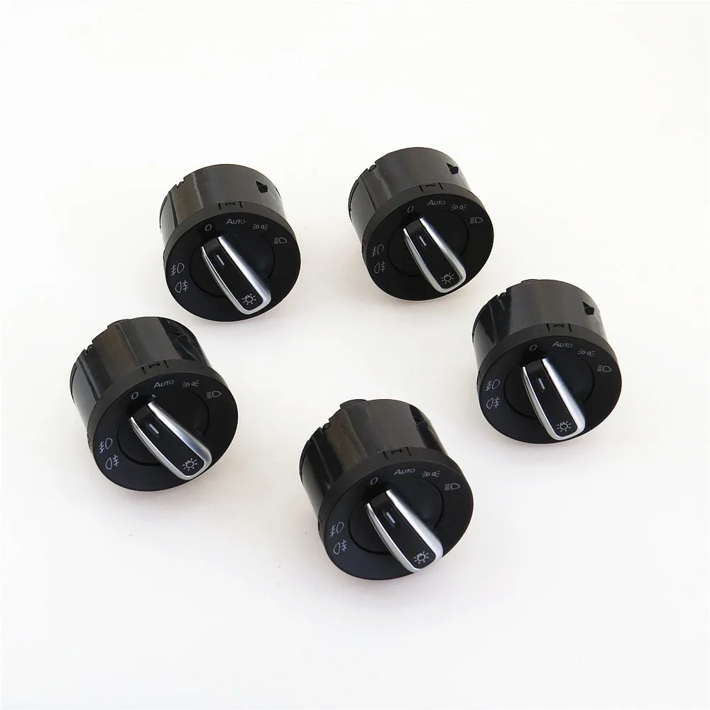 

RWSYPL 5Pcs For VW Golf Jetta MK5 MK6 Rabbit Tiguan Passat B6 3C Chrome Headlight Switch Control Knob 5ND 941 431 B 5ND941431B