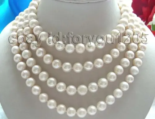 

fast 65" Genuine Natural 11mm Round White Pearl Necklace!
