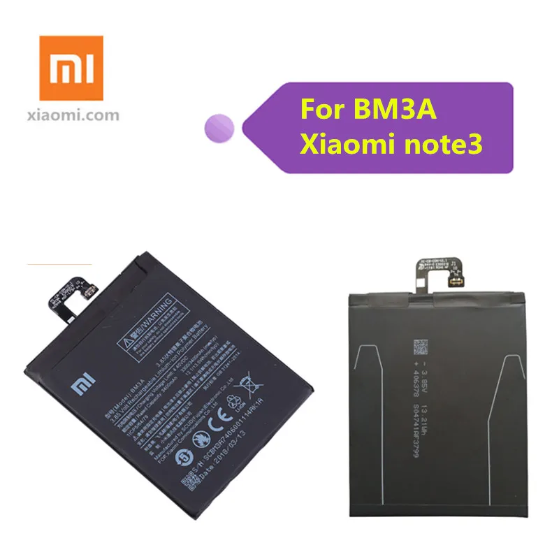 

Original Xiao Mi Phone Battery BM3A For Xiaomi Note 3 Replacement Battery 3300mAh High Capacity Phone Batteries+Tools