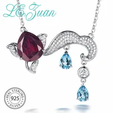 L& zuan натуральный 7.94ct гранатовый кулон для женщин ТОПАЗ стерлингового серебра 925 пробы ожерелья Полностью украшенные цирконием Свадебные ювелирные изделия
