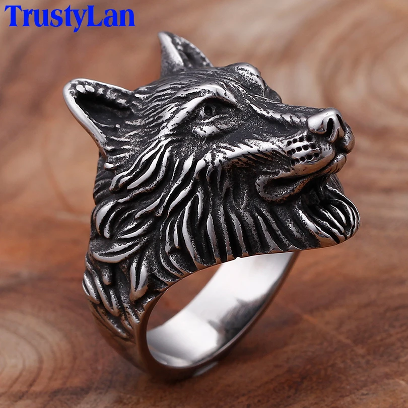 Men's Jewelry Stainless Steel Ring Gothic Biker Head Portrait Style Silver Black Men's Jewelry Stainless Steel Ring Gothic Biker Head Portrait Style Silver Black