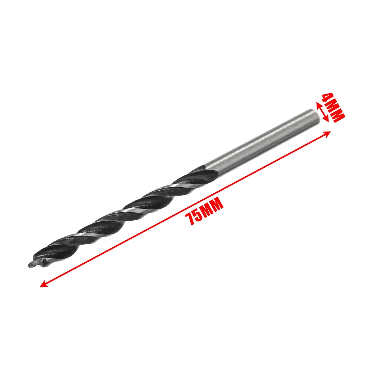 10pcs 3 Flutes Center Drill Bit 75mm Length Woodworking Tool 4mm Diam Twist Drill Bits for Drilling Wood