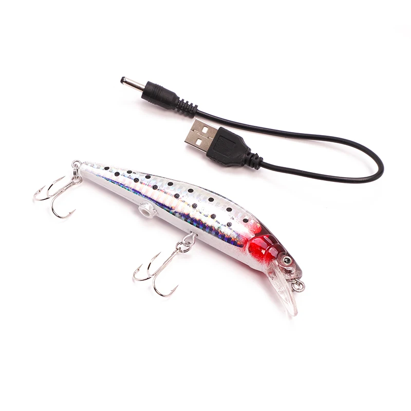 

USB Rechargeable LED Twitching Fish Lure Electric Bait Life-like Vibrate Fishing Lure Triple Reble Hook Electronic Fishing Baits