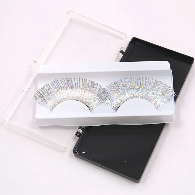 1 пара лазерных золотых и серебряных накладных ресниц, белые толстые ...