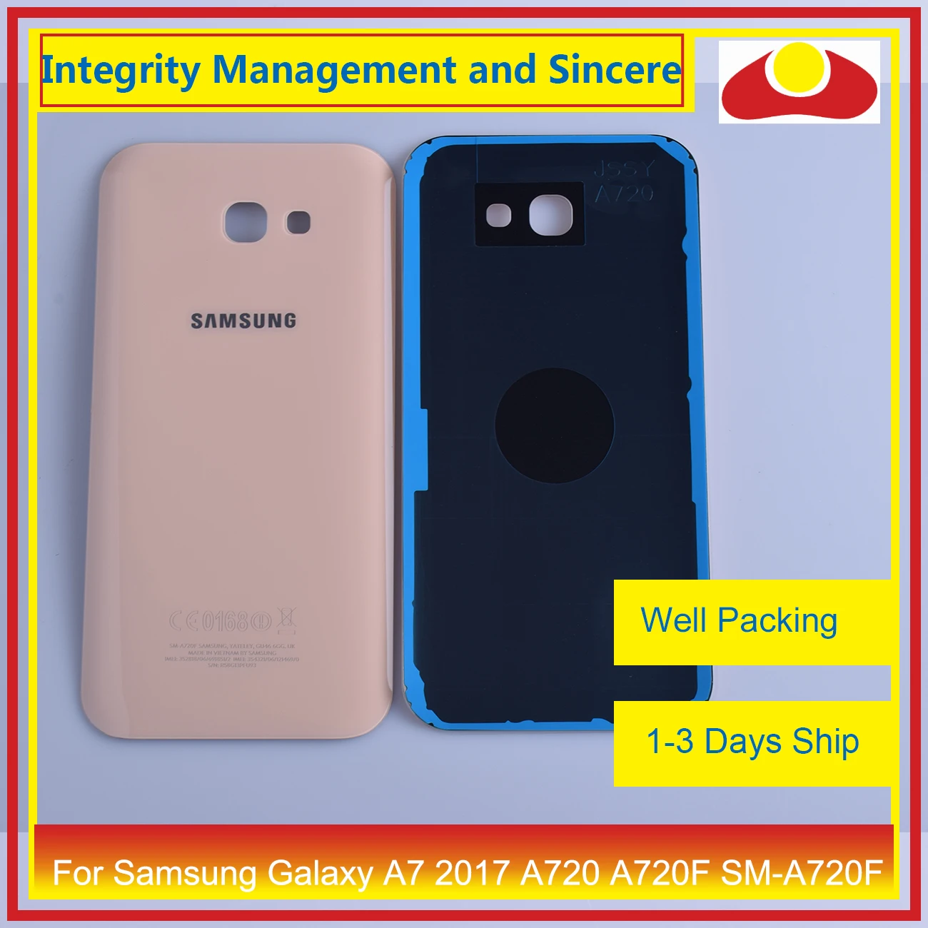 Для Samsung Galaxy A7 A720 A720F SM-A720F корпус батарея Дверь задняя крышка чехол Корпус Замена