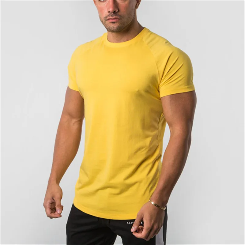 2019 جديد ALPHALETE الرجال عارضة تي شيرت صالات رياضية ضيق اللياقة البدنية رجل قصيرة الأكمام تي شيرت القطن رجل الربيع ملابس رياضية س الرقبة المحملات