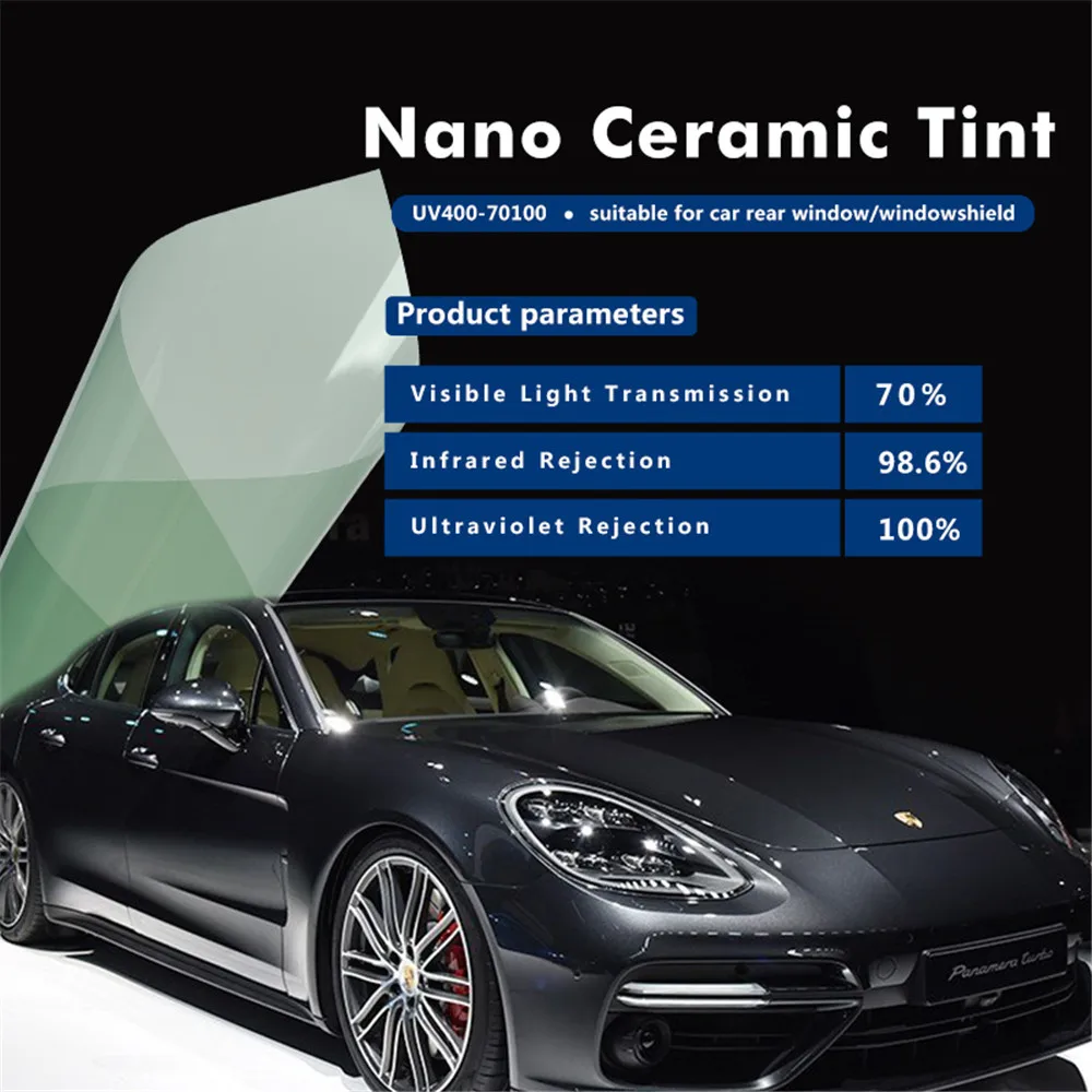 

SUNICE Car Window Tint VLT70% Light Green Nano Ceramic Film Automotive Car Front Windshield Solar Protection 1.52x6m/60"x236