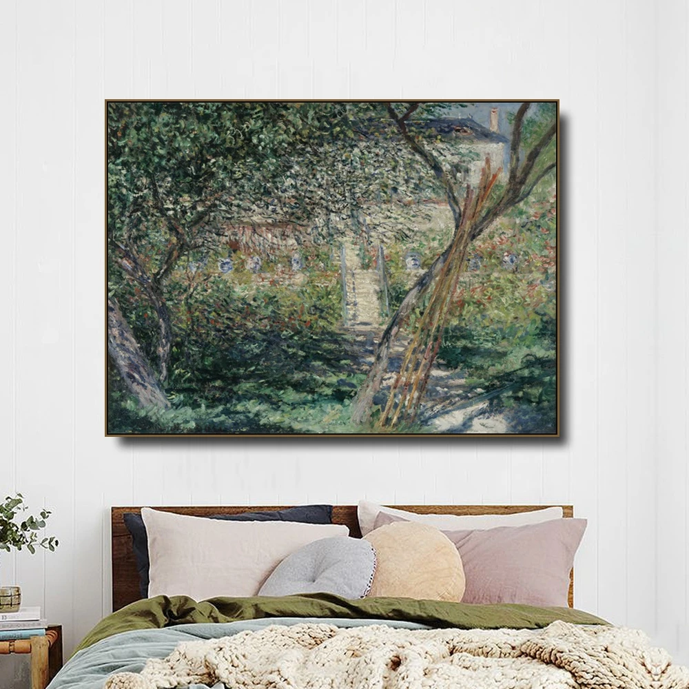 

A Garden in Vetheuil by Monet Posters and Print Canvas Painting Calligraphy Wall Pictures for Living Room Bedroom Home Decor