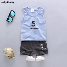 Garçons vêtements sport costume coton enfants vêtements sleelveless gilet + shorts enfants vêtements pour filles et garçons 2 pcs vêtements ensemble