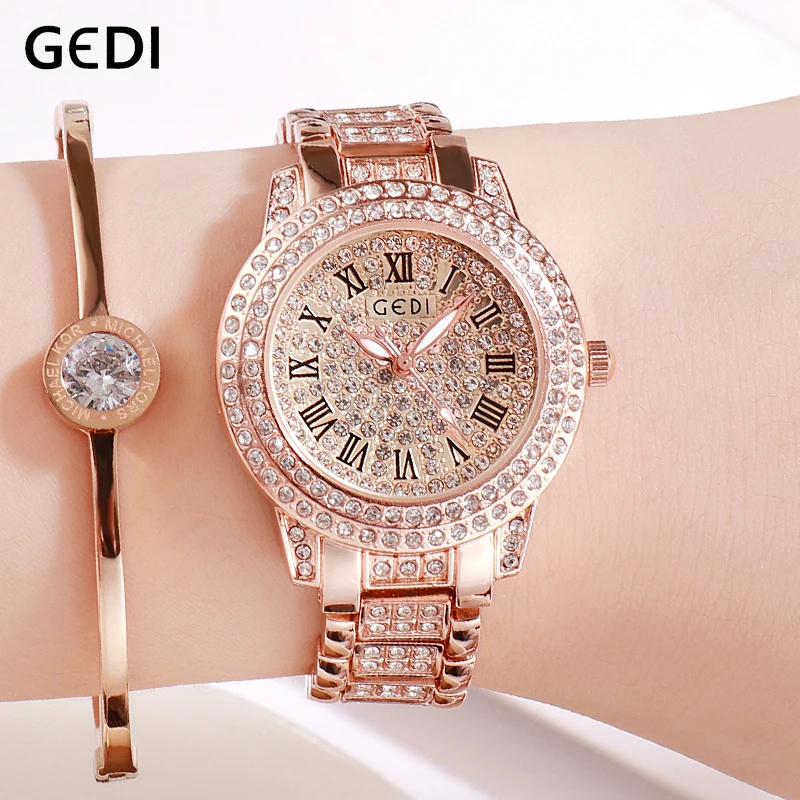 

GEDI Luxury Watch Women Clock Fashion Diamond Alloy Strap Waterproof Ladies Woman Wristwatch 2019 Female Watch reloj mujer