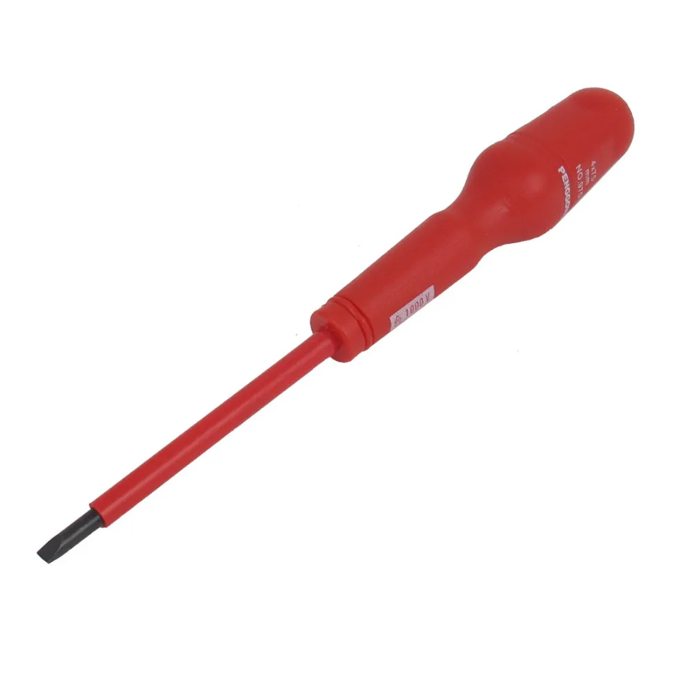 

UXCELL Newest 1 Pcs 4mm Tip 4mmx75mm Shaft Insulated Flat Head Slotted Screwdriver