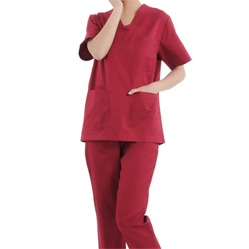 Женская летняя униформа для медсестер костюм медика набор с коротким рукавом хирургический костюм скрабы медицинская форма топы и штаны