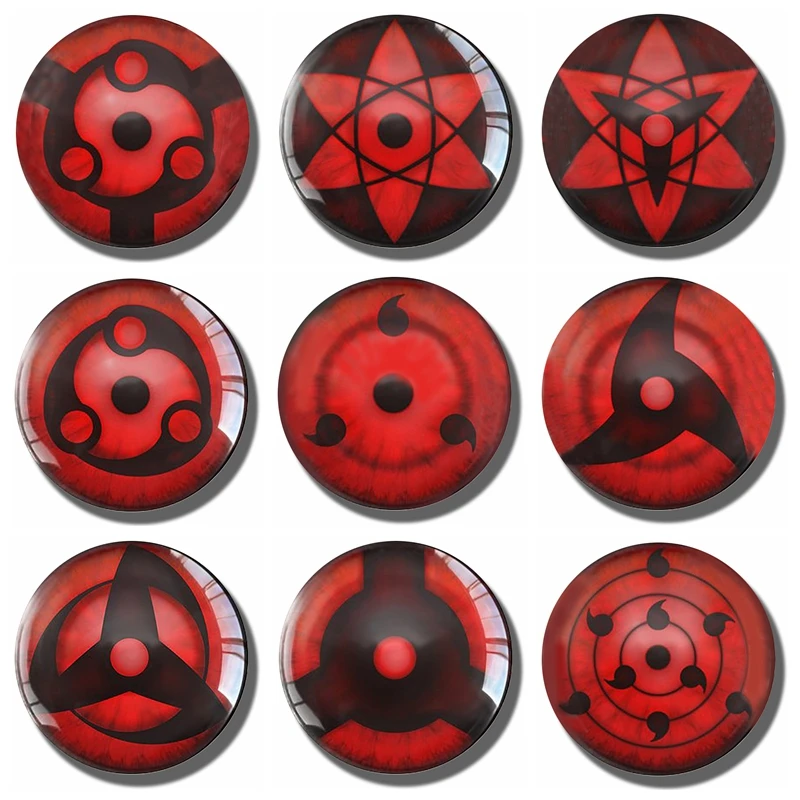 

Anime Naruto 30MM Fridge Magnet New Konoha Write Round Eyes Glass Cabochon Magnetic Refrigerator Stickers Note Holder Home Decor