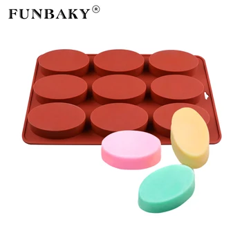 

FUNBAKY 9 Cavity 3D Oval Shape Silicone Soap Mold For DIY Soap Making Handmade Moulds