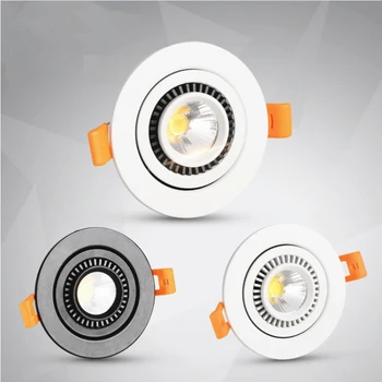 

Free Shipping(8pcs) 7W 10W 15W 20W Dimmable COB LED Ceiling Spot light 360 degree rotating Recessed LED Downlight AC85-265V