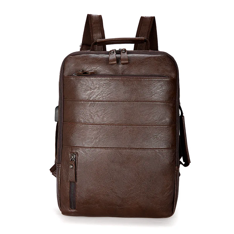 Многофункциональный мужской рюкзак, водонепроницаемый, из искусственной кожи, дорожная сумка, для мужчин, много разъездов, ts Mochila, мужская сумка для ноутбука, рюкзаки для подростков - Цвет: Brown