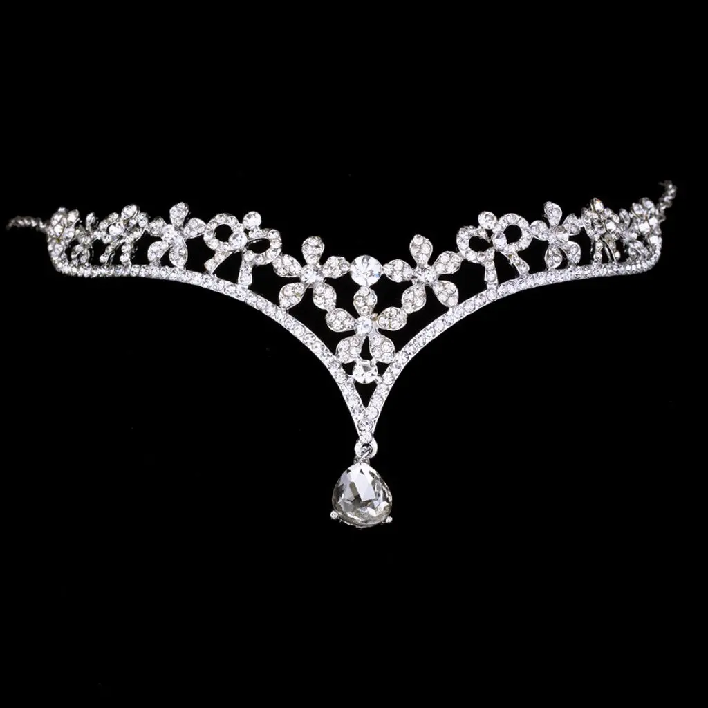 Корона тиара невесты цветок с кристаллами стразами/Frontlet
