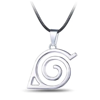 

Hot Anime Naruto Silver Metal Necklace Konoha Gurupu Logo Pendant Cosplay Accessories Jewelry Action Figure Cosplay Toys