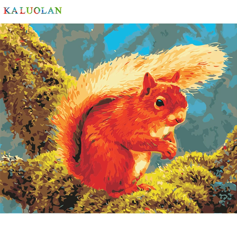 

Frameless Squirrel Foraging Wall Decor Pictures Diy Painting By Numbers Hand Painted On Canvas For Living Room canvas painting