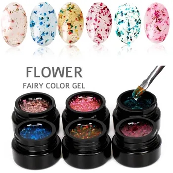 

6 Color 5ml Flower Fairy UV Gel Nail Polish Varnish Design Colorful Pink Green Semi transparent Soak Off Nail Art Gel