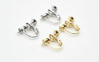

Clip On Screw Earring with 4mm Screw Pin Pearl Caps Cabochons Bases Findings for Non Pierced Ears DIY Making Crafts