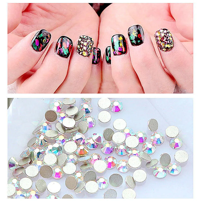 6 Styles Crystal Non HotFix FlatBack Glass Nail Art Rhinestones 1 Bag 3D DIY Super glitter rhinestones Nail Decorations