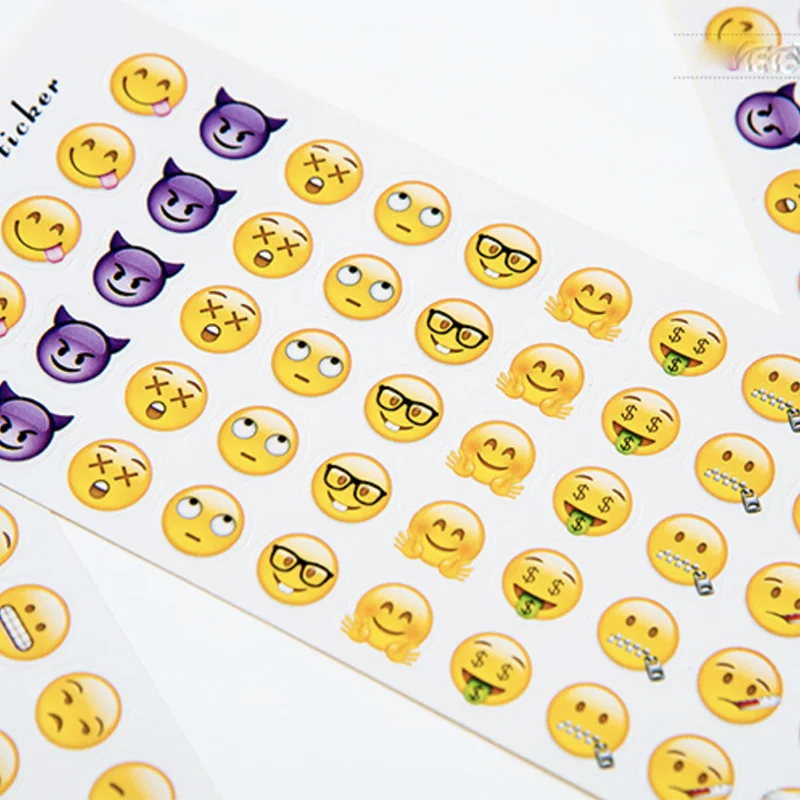 12 Sheets/Lot Creative Mini Emoticons Sticker Label Kawaii Scrapbooking Stickers for Children In Diary DIY Notepad School Supply