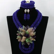 Изящный женский кристалл ожерелье набор Африканский костюм, нигерийский Свадебный набор ювелирных украшений для невесты цветы набор AIJ864