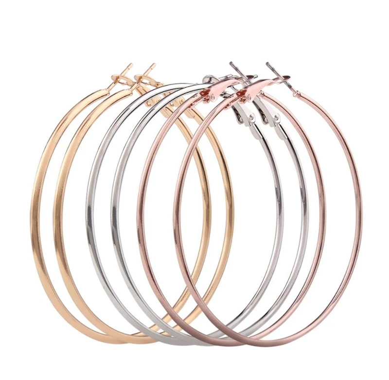 Stainless Steel Simple Circle Hoop Earrings Women