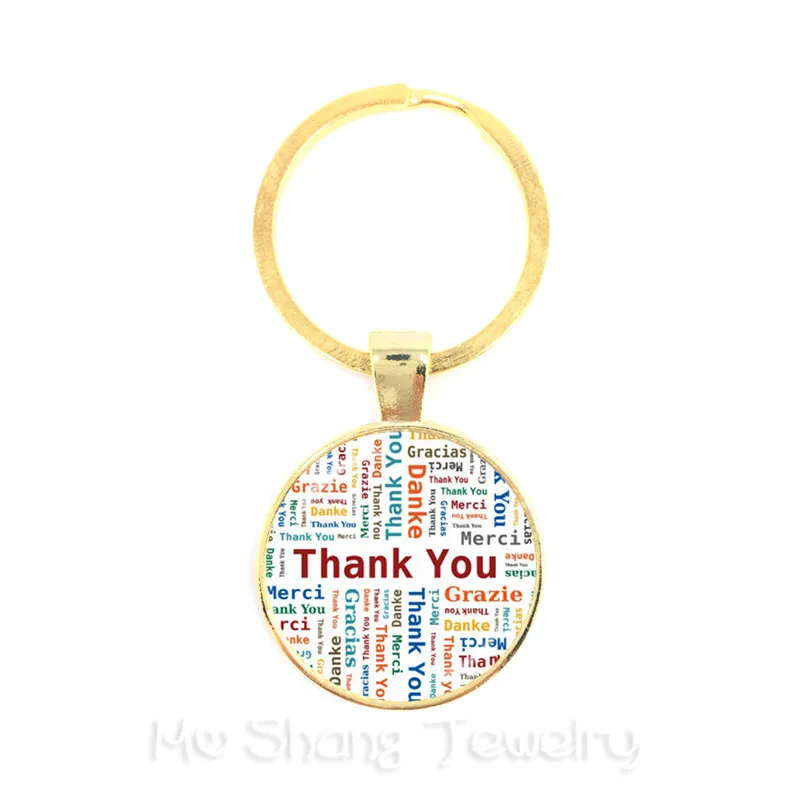

Classic Thanks Teacher Key Chains Red Heart Pattern Glass Keychains Key Ring Metal Merci Maitresse Women Men Gifts