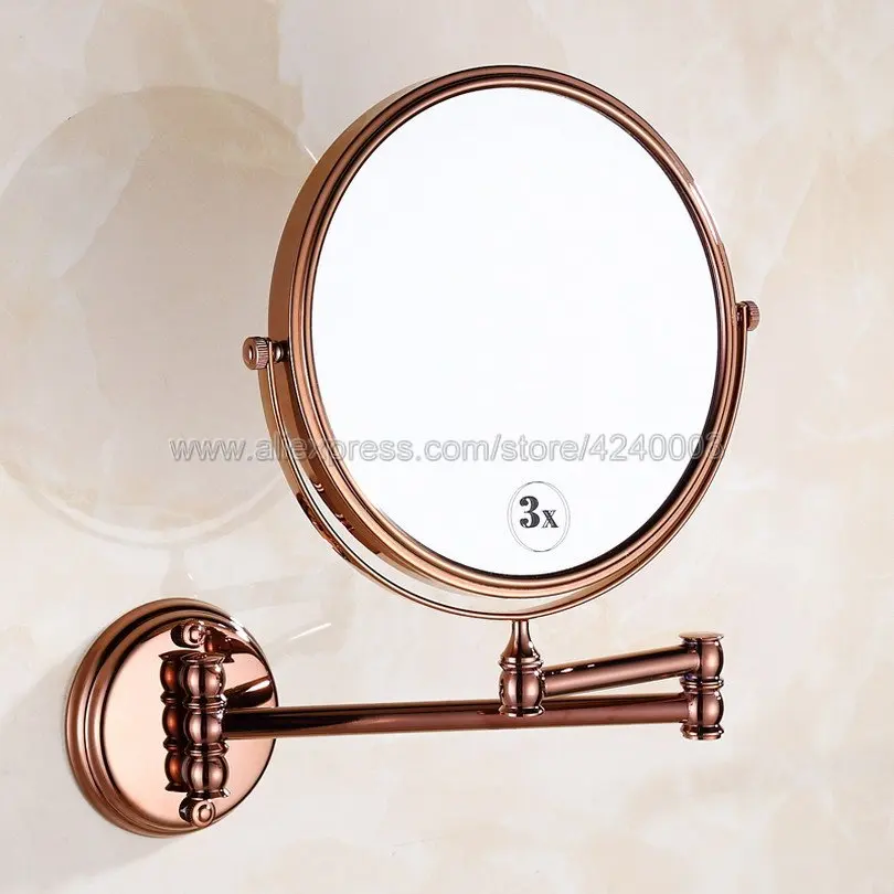 Rose Gold Bath Mirrors 3 x Magnifying Mirror of Bathroom Makeup Mirror