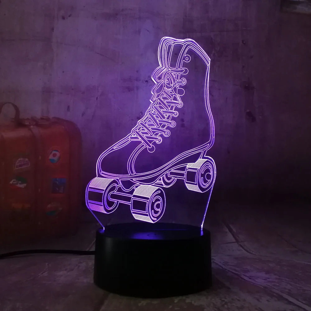 Amroe 3D RGB светодиодный Ночной светильник, роликовые коньки, многоцветная, 7 цветов, сменная настольная лампа, USB для детского подарка, Рождественское украшение, новинка Lava