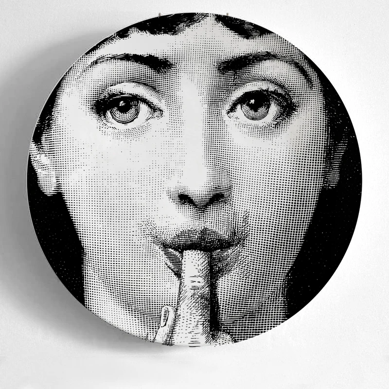 10-дюймовая шпилька для Fornasetti таблички для дома украшения Рождественские украшения для ужина пластина декоративная настенная посуда черный, белый цвет настенные тарелки - Цвет: 1