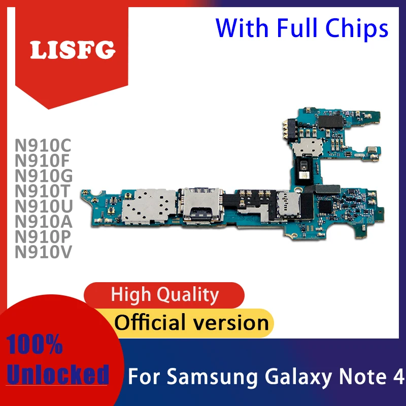 Разблокированный полный рабочий 32 ГБ для samsung Galaxy Note 4 N910C/N910F/N910G/N910T/N910U/N910A/N910P/N910V материнская плата