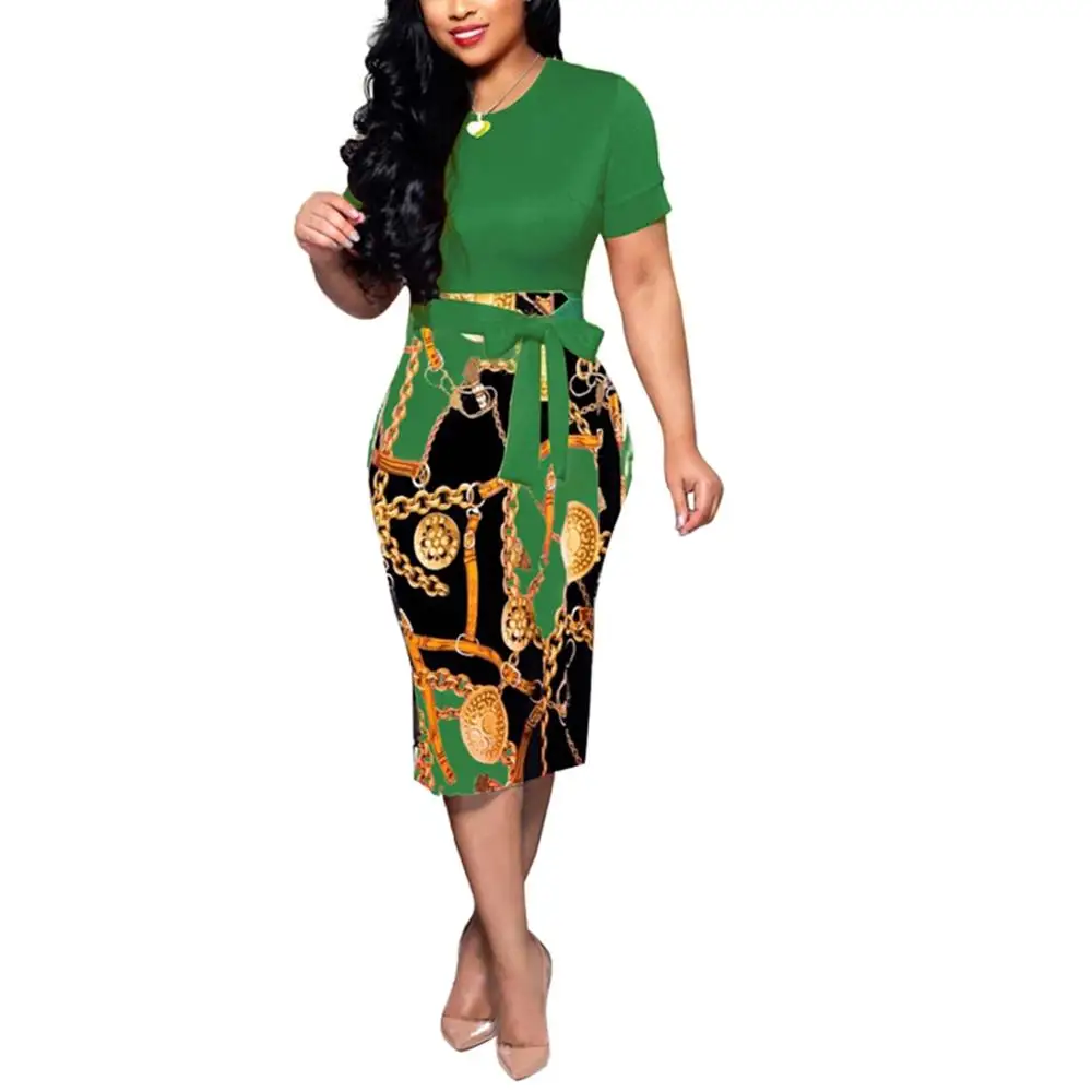 Fadzeco африканские платья для женщин Bazin Riche 2 комплект платье Africaine Femme Африканский платье плюс размер платье этнический классический принт - Цвет: Green