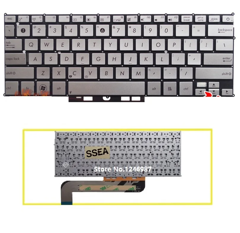 Ssea Новый Ноутбук США клавиатура для ASUS UX21 UX21E UX21A Серебряный Клавиатура No Frame