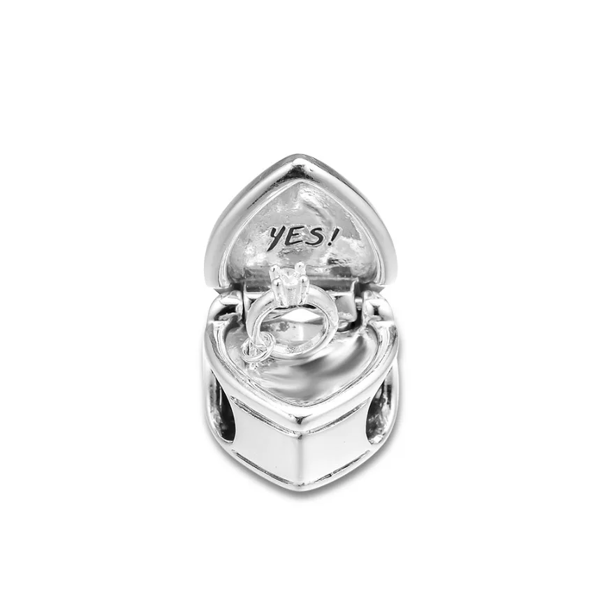 

925 Sterling Silver Beads Our Promise Charm Heart Box Beads fit Original Pandora Bracelets Women DIY Jewelry