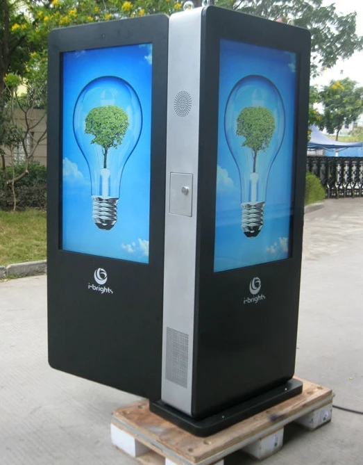Floor stand alone 47 55 65 inch touch screen outside dual LCD display
