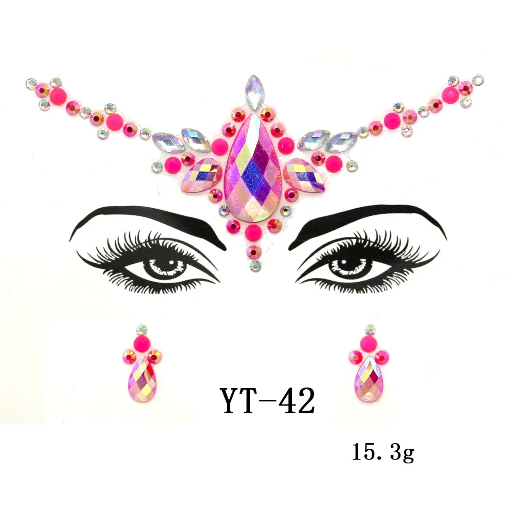 women Temporary Rhinestone Glitter Tattoo Stickers Face Jewels nightclub Party Makeup Flash Beauty Makeup Tools Body Jewels - Цвет: as the picture