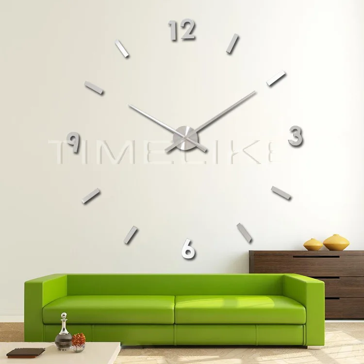 Wedding Decoration 3D Wall Sticker Clock DIY Large Clock Hands Red Color Metal Wall Clock Quartz Mechanism