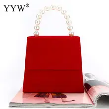 Bolso pequeño de mujer rojo 2019, bolso de boda de perlas de plástico, bolso de mano, bolso de mensajero Vintage, bolso de hombro tipo bandolera para mujer